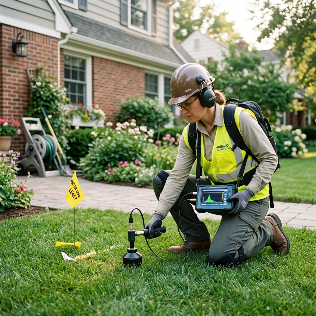 Technician conducting thermal moisture scan and hidden water leak detection in a Camarillo residence